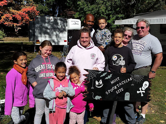 Campers gathered for a themed weekend activity