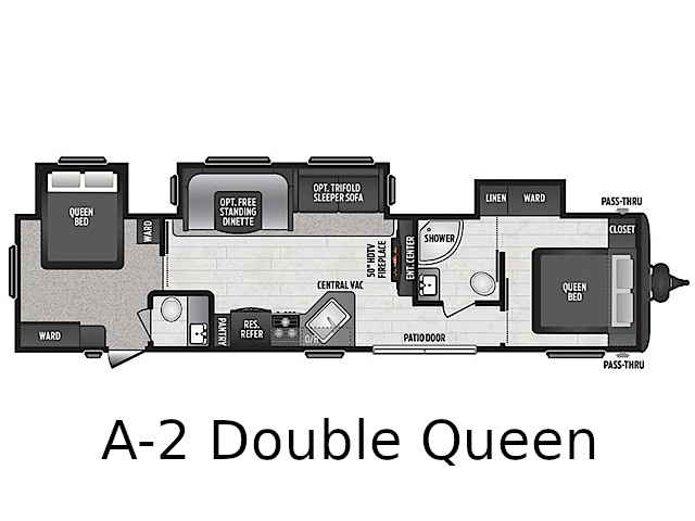 Queen RV Rental Floorplan at Brook n Wood Campground